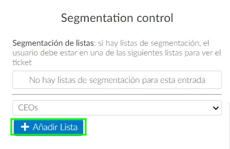 sección Control de segmentación