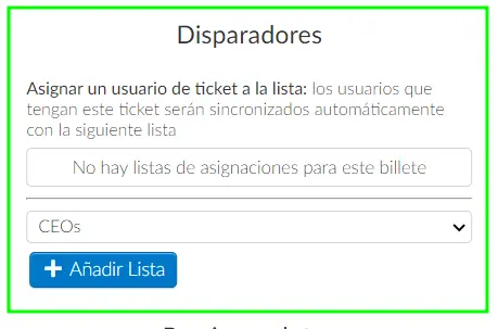 Asignar un usuario de ticket a la lista