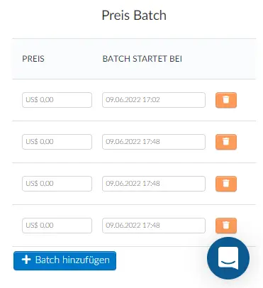 Hinzufügen des Werts und des Datums, an dem Sie mit dem Verkauf dieses Pakets beginnen möchten