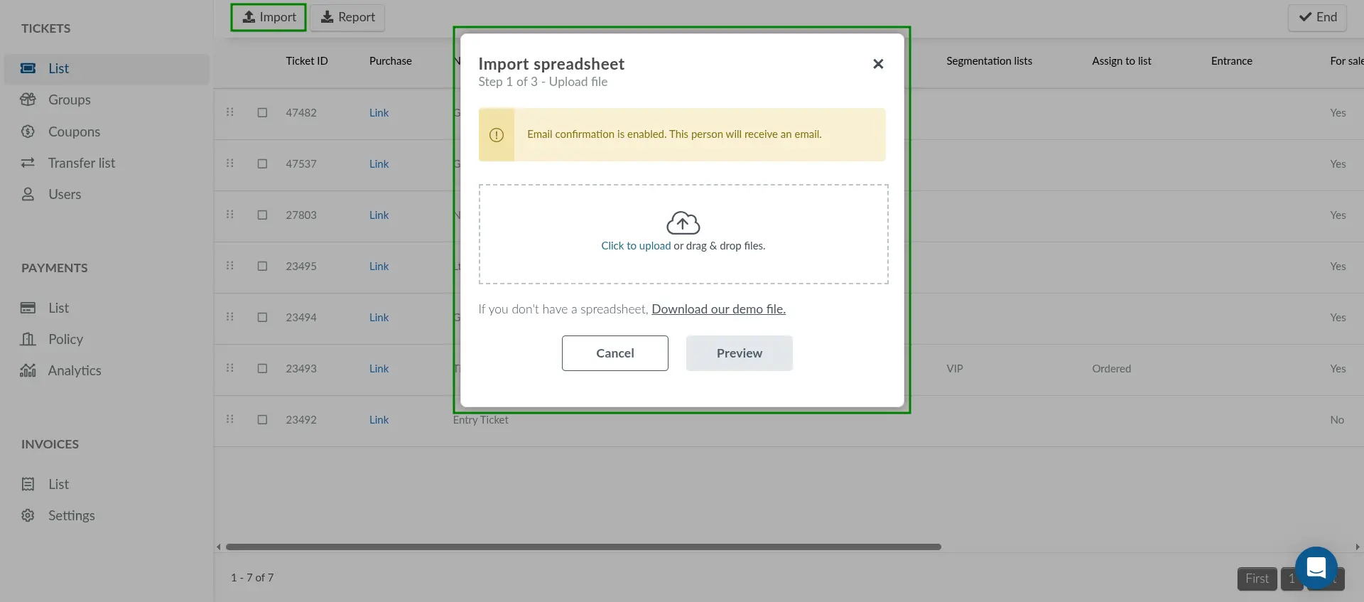 How to bulk import tickets