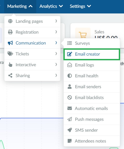 How to access the email creator