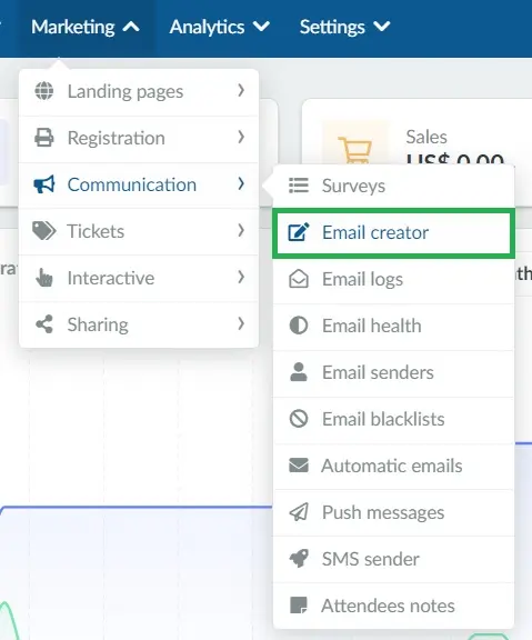 How to access the email creator