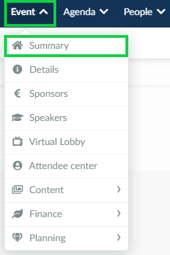 Screenshot of the steps Event > Summary.