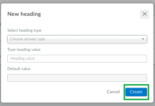 Screenshot of steps Settings > Headings>add headings