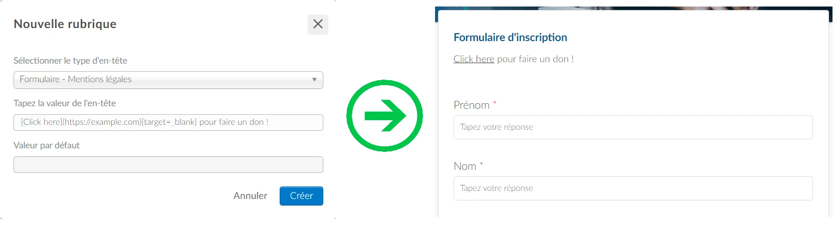 form disclaimer sur les en-têtes