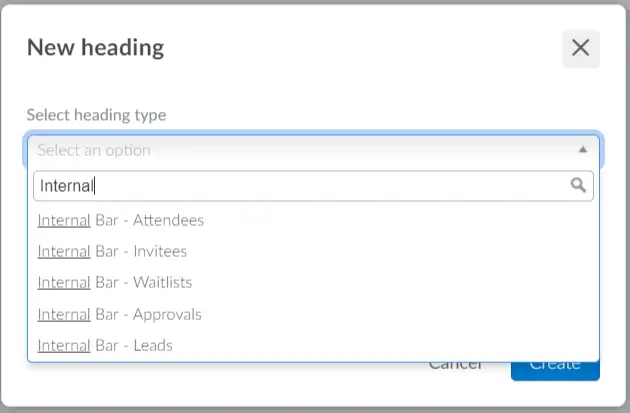 Image showing Internal bar headings that can be changed/modified.