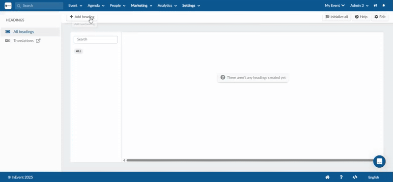 Gif showing adding new headings which are then automatically categorized