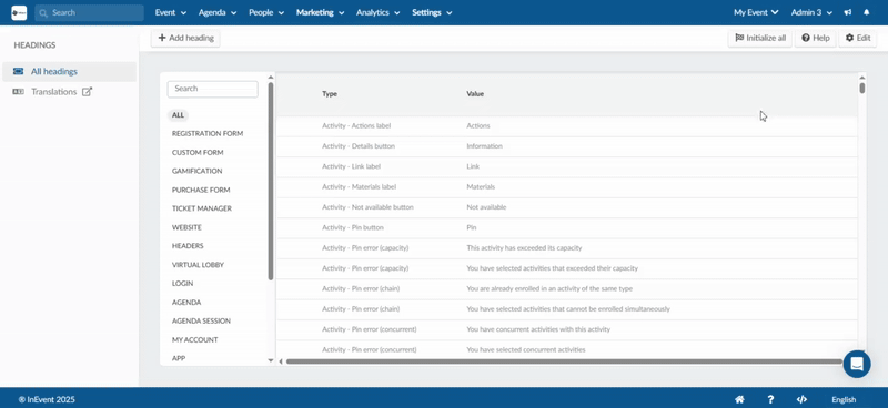 Adding translation to heading
