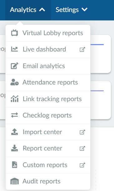 Analytics menu