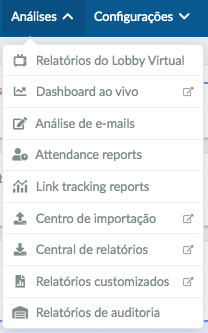 Visualização do menu Análises