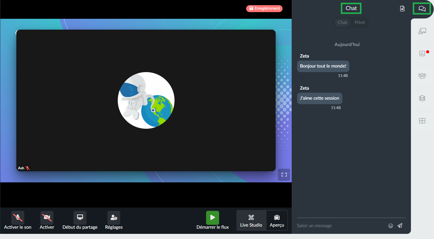 chat du virtual lobby