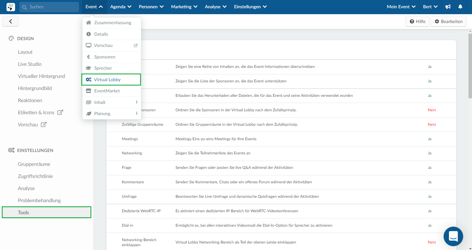 How to access the Virtual Lobby tools