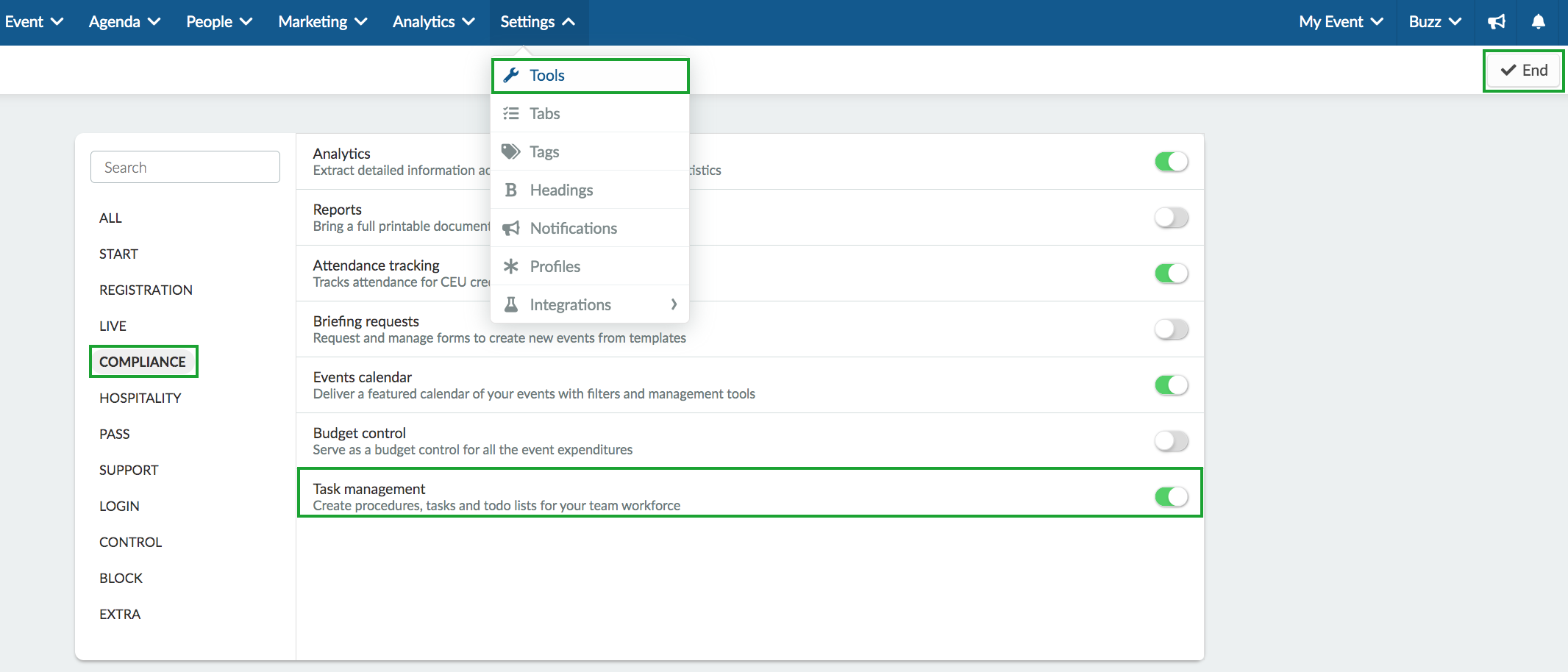 Enable task management feature