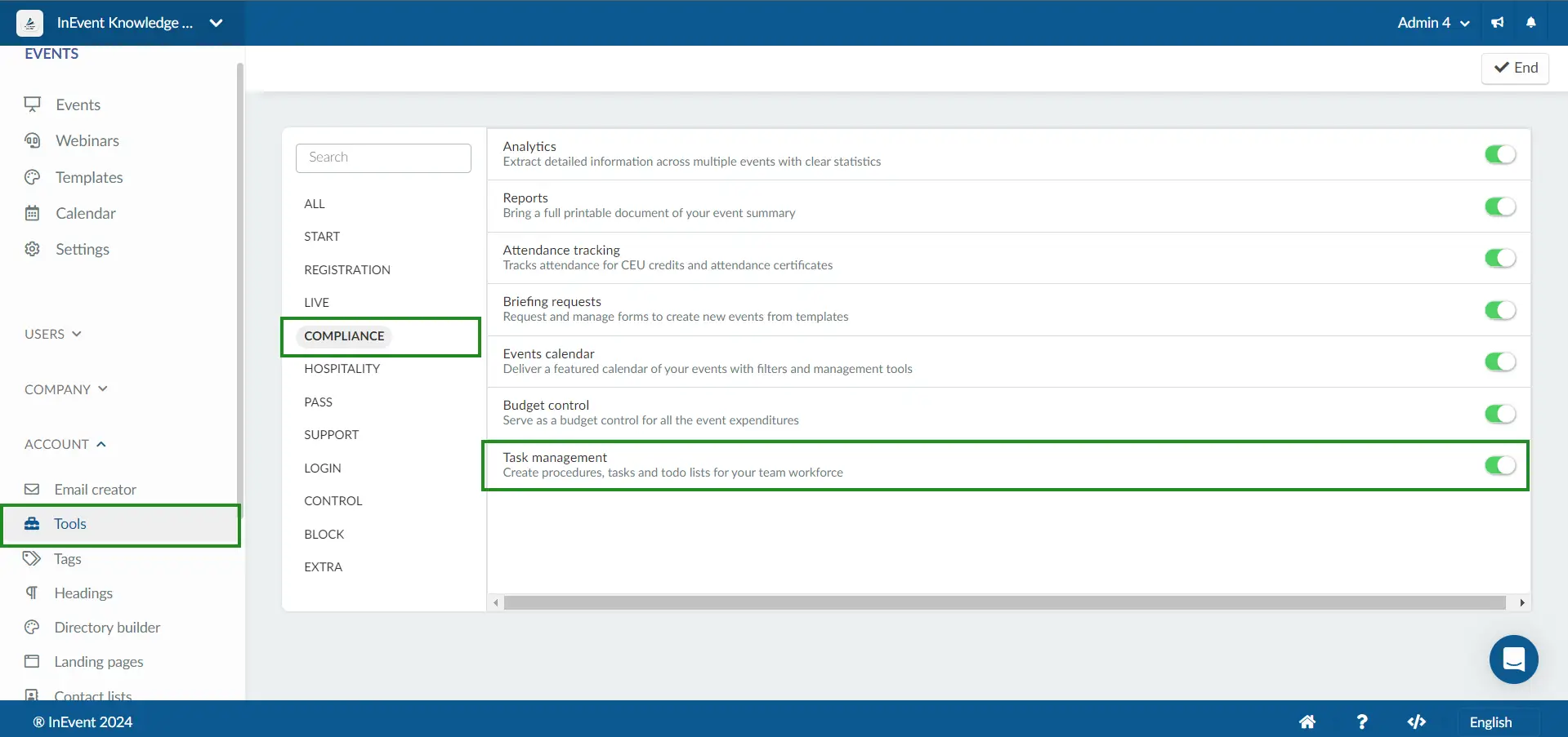 Task management feature in company level