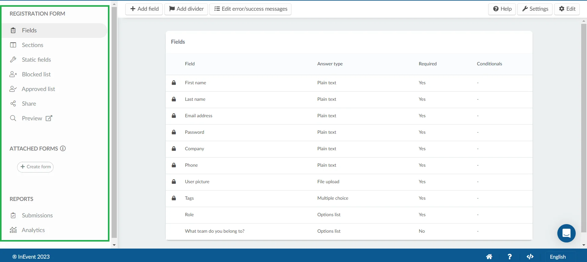 Registration Form Creation