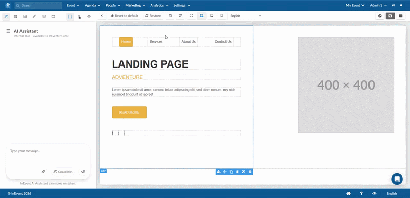 GIF showing how to use prompt style a component by adding details about, typography, color, interactions etc.