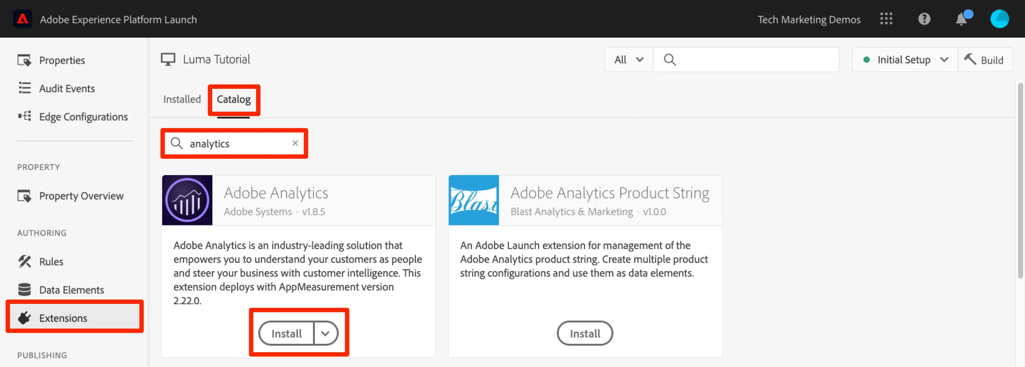 Image showing how to install adobe analytics extension from adobe account