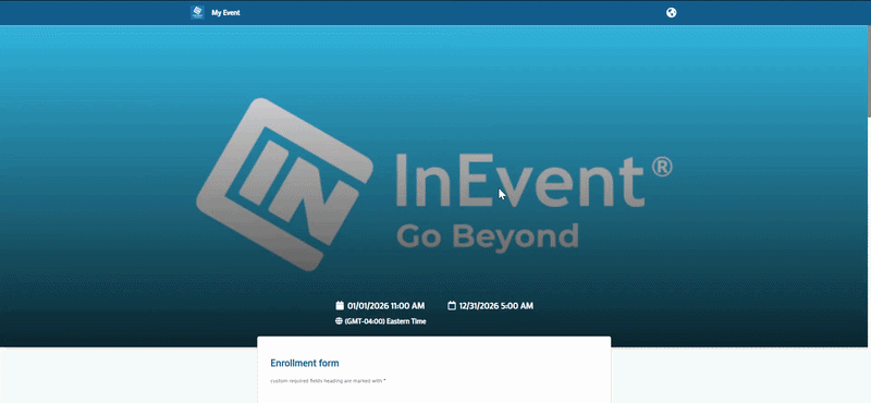 accessing event via registration form