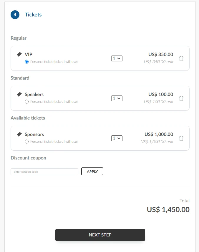 selecting a ticket