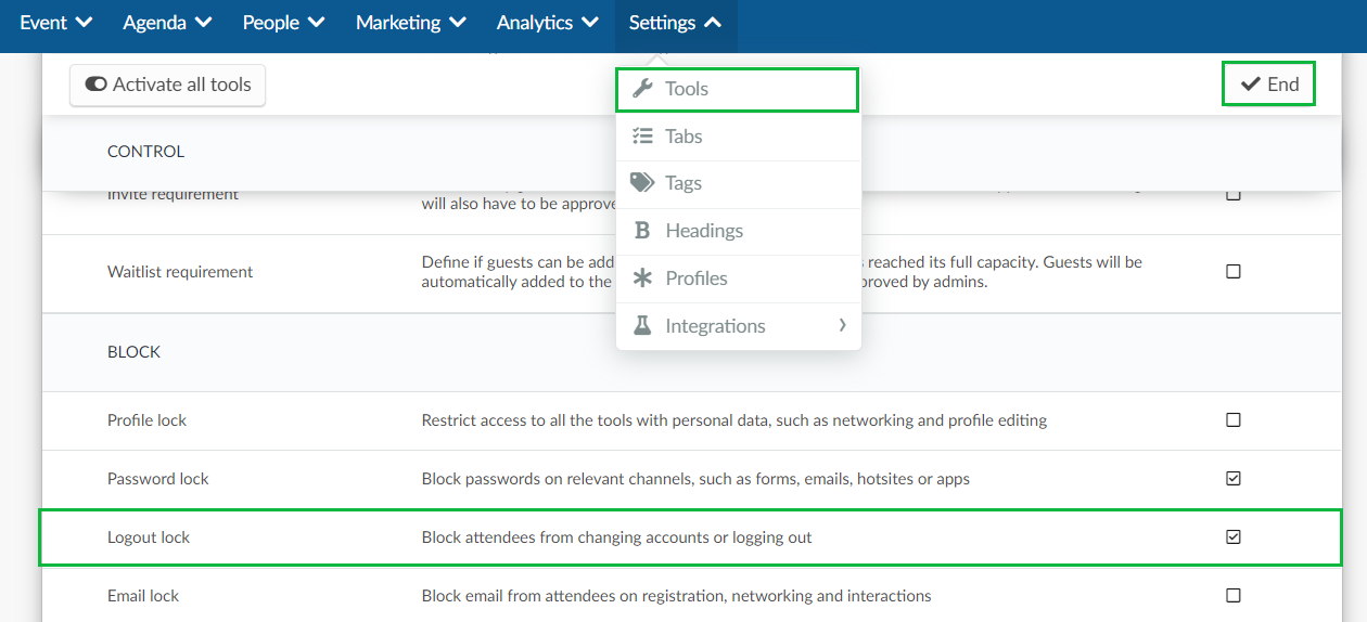 Logout lock