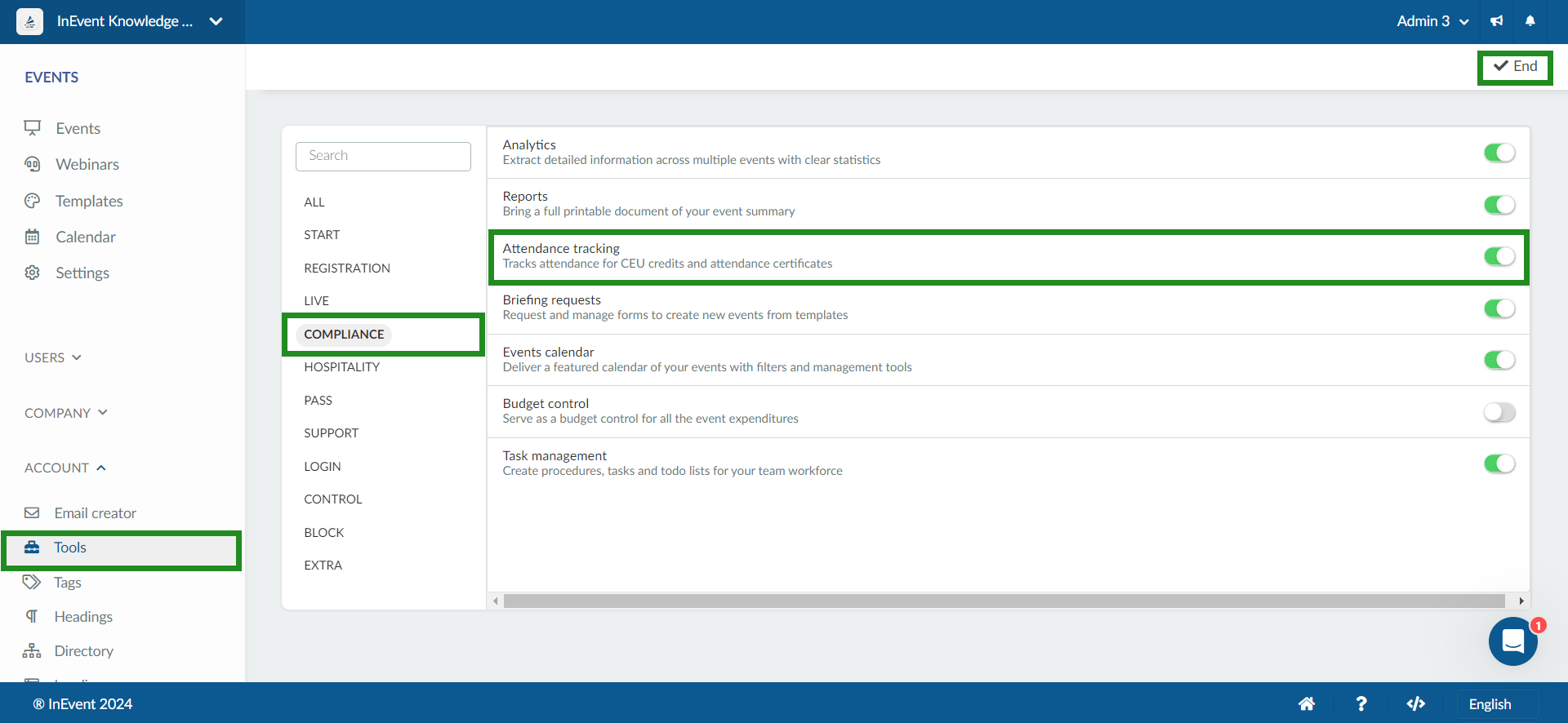 Attendance tracking checkbox 