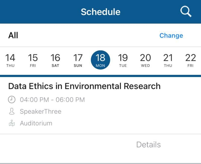 Screenshot of the agenda interface