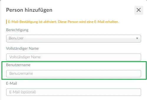 Screenshot of how to add an attendee using usernames