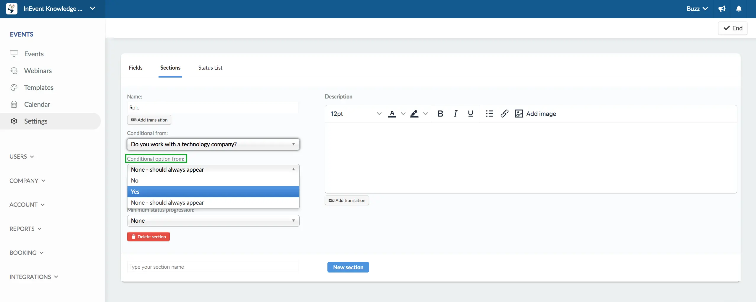 Image showing Conditional option from field