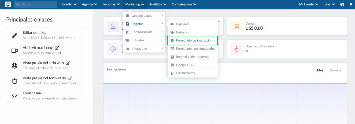 configuro la opción de RSVP