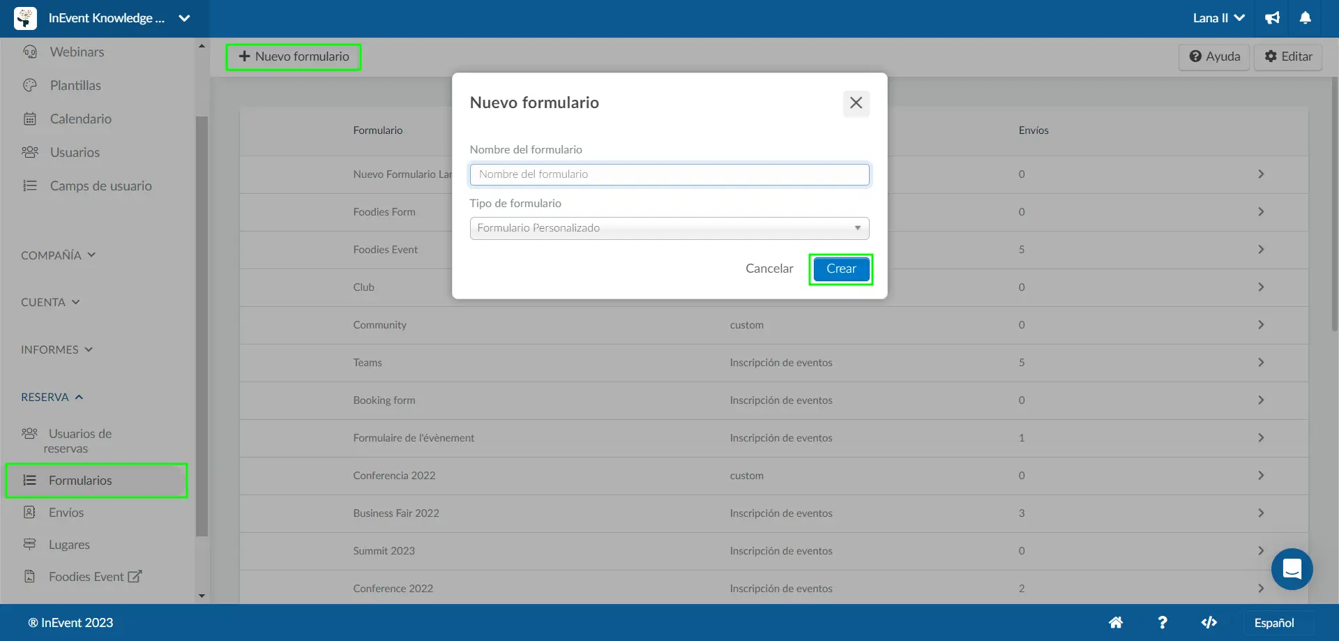 configurando un formulario nuevo