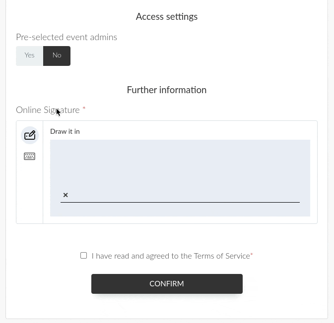 GIF showing the online signature field.