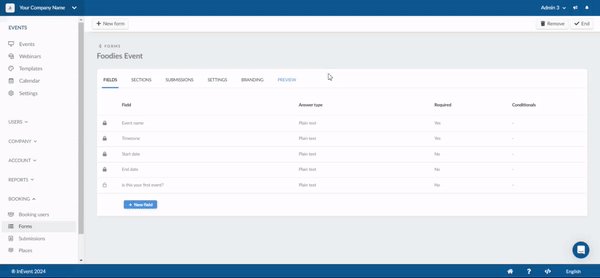 GIF showing how to add a new field to the form