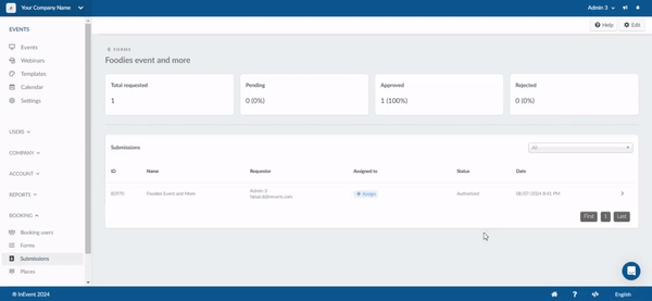 Archiving a booking form