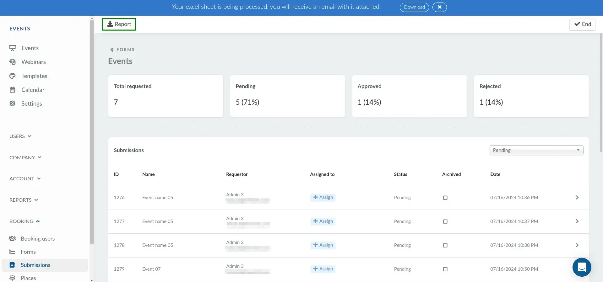 Screenshot showing how to generate form submission reports