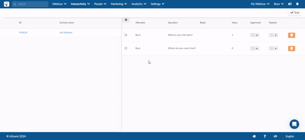 How to delete a question from backend