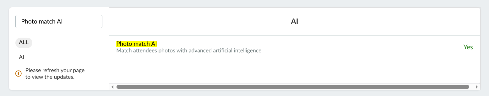 Screenshot showing the Photo Match AI tool