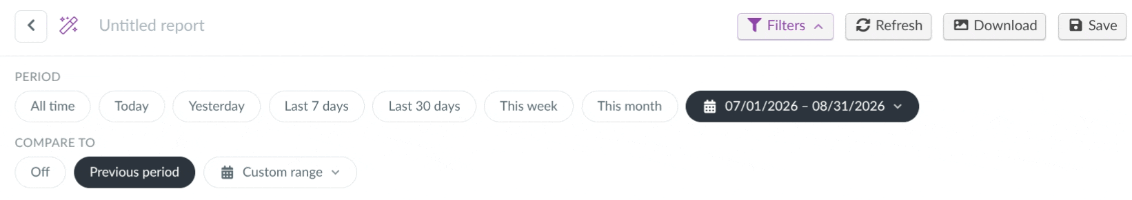 GIF showing how to hide or display the Filters panel