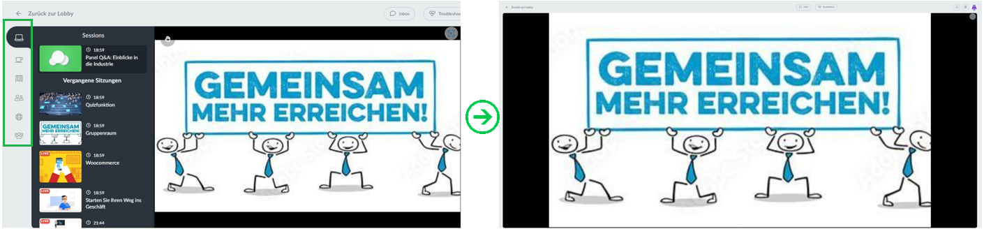 Before and after the left menu tabs are hidden
