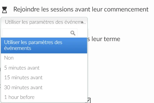 Politique d'accès : Rejoindre les sessions avant leur commencement