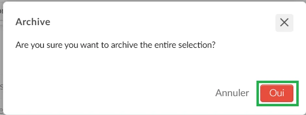 Notification de confirmation de l'archive