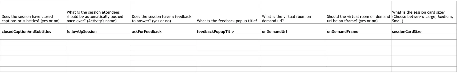 Image showing a part of the demo file question fields