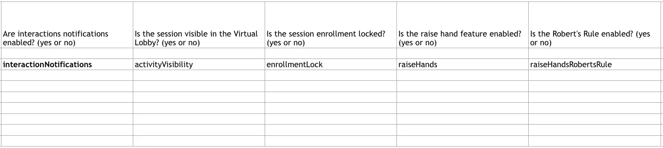 Image showing some of the question fields on the demo file