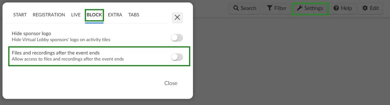 files and recordings tool