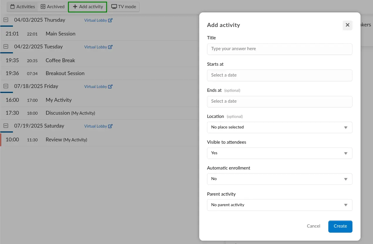 create an activity