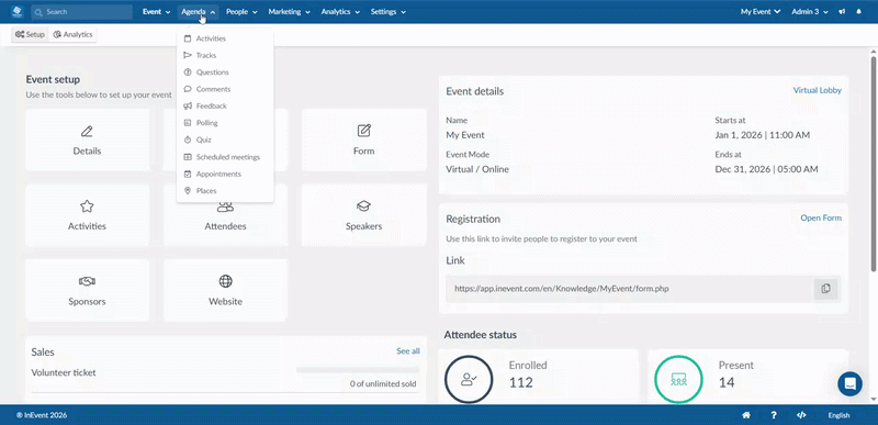 Gif showing how to access the new Agenda page.