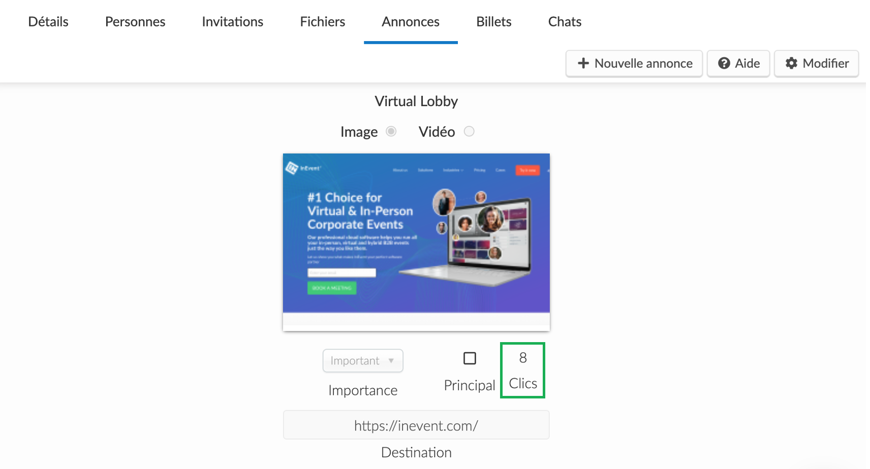 Clics des annonces sponsorisées