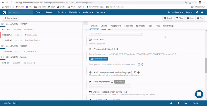 upload a video to the Files tab