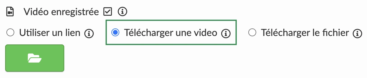 Télécharger une vidéo dans une activité avec le mode vidéo préenregistrée