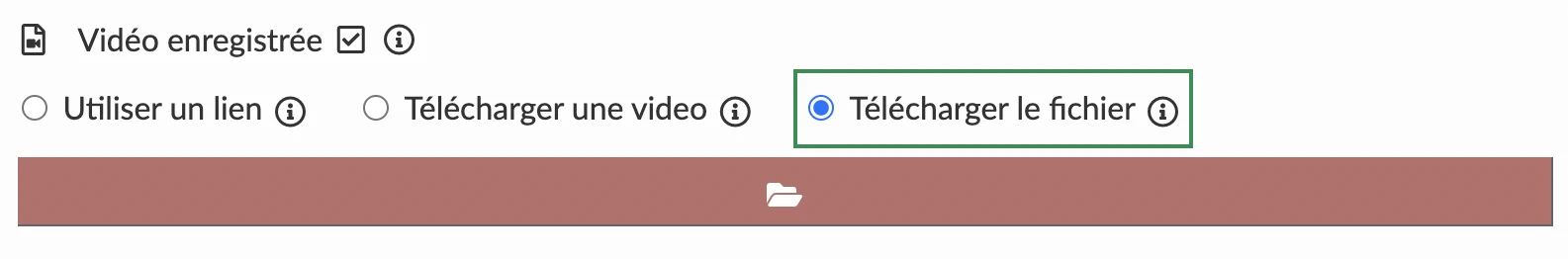 Télécharger le fichier dans une activité avec le mode vidéo préenregistrée