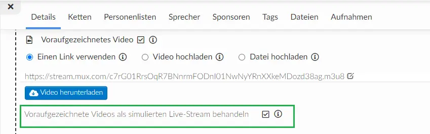 Voraufgezeichnete Videos als simulierten Live-Stream behandeln